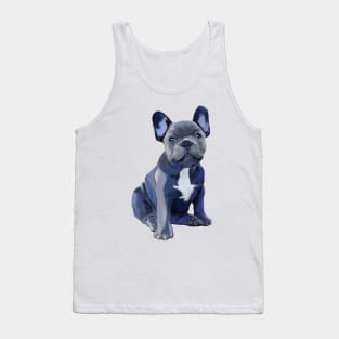 Painting of a French Bulldog in Blues Tank Top